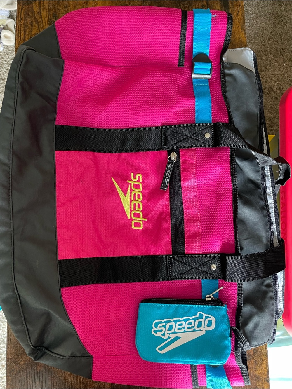 Speedo Pink Mesh Ventilator Swim Tote Bag Gym Beach + Removable Pouch